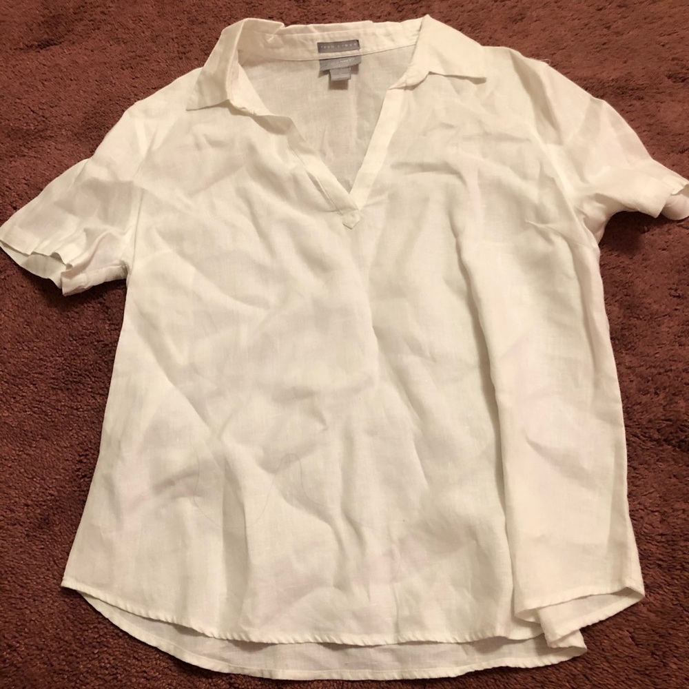 Old Navy White Linen V Neck - Size L